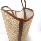 Cult Gaia Roksana Tote Natural Straw & Brown Leather Oversize Shoulder Bag