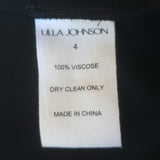 Ulla Johnson Marcelena Tie-Neck Top Black Crepe Size 4 Puff Sleeve Blouse