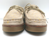 THE GREAT Scout Lace-Up Shoes Taupe Star Print Shearling-Lined Suede Size 8