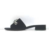 Gucci Maxime Crystal Horsebit Slide Sandals Black Suede Size 38