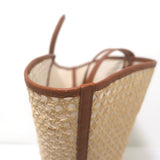 Cult Gaia Roksana Tote Natural Straw & Brown Leather Oversize Shoulder Bag