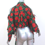 Alexander Wang Cold Shoulder Shirt Rose Print Silk Size Small Long Sleeve Top