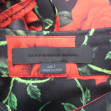 Alexander Wang Cold Shoulder Shirt Rose Print Silk Size Small Long Sleeve Top