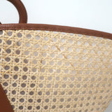 Cult Gaia Roksana Tote Natural Straw & Brown Leather Oversize Shoulder Bag