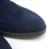 Alaia Studded Buckled Strap Ankle Boots Navy Suede Size 39