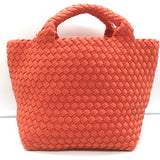 Naghedi St. Barths Small Tote Ipanema Orange Woven Neoprene Crossbody NEW