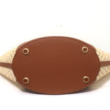 Cult Gaia Roksana Tote Natural Straw & Brown Leather Oversize Shoulder Bag
