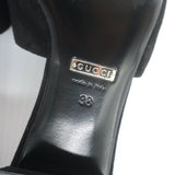 Gucci Maxime Crystal Horsebit Slide Sandals Black Suede Size 38