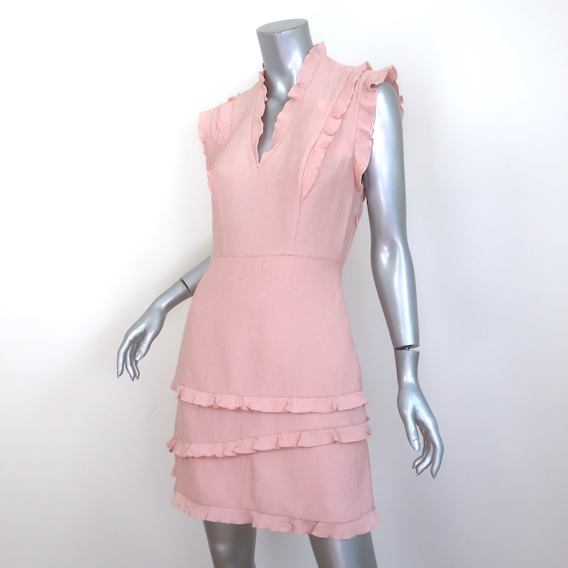 Sandro Girly Ruffle-Trimmed Mini Dress Rose Pink Size 2 NEW