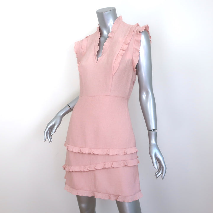 Sandro Girly Ruffle-Trimmed Mini Dress Rose Pink Size 2 NEW