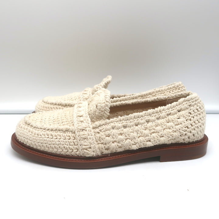 Chloe Kalya Crochet Loafers Ivory Size 38 Slip-On Flats NEW
