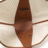 Cult Gaia Roksana Tote Natural Straw & Brown Leather Oversize Shoulder Bag