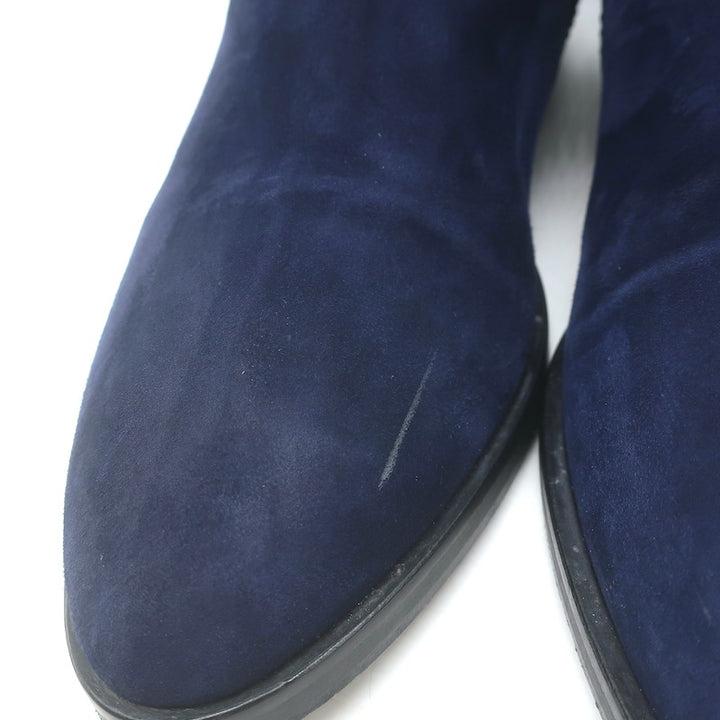 Alaia Studded Buckled Strap Ankle Boots Navy Suede Size 39
