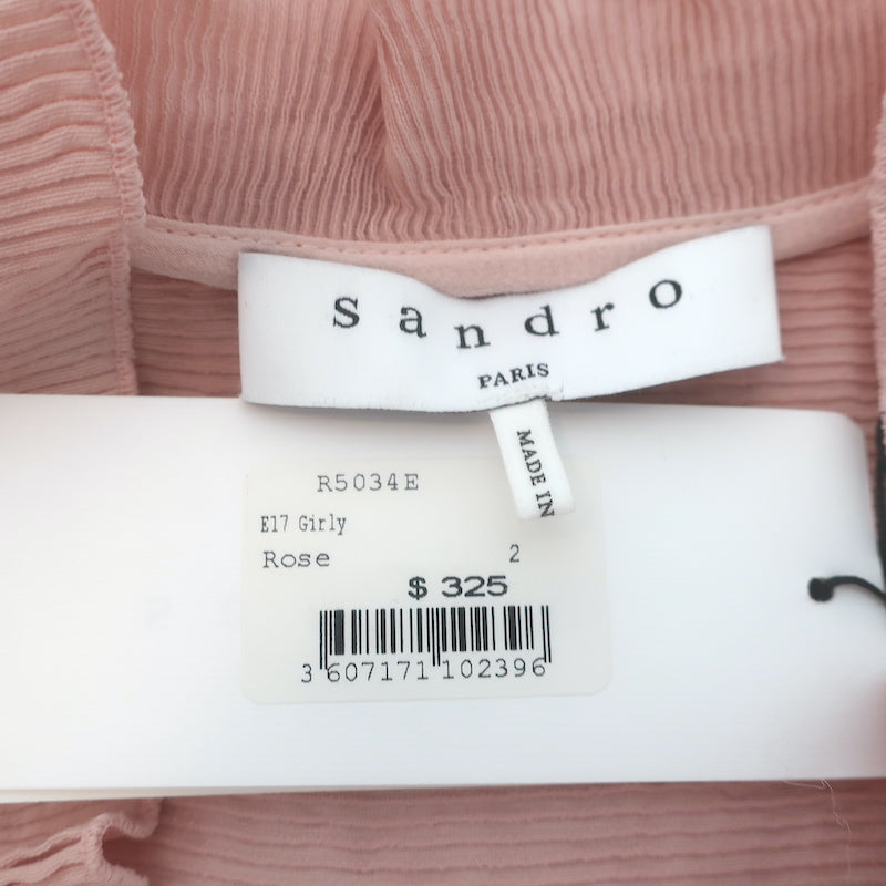 Sandro Girly Ruffle-Trimmed Mini Dress Rose Pink Size 2 NEW