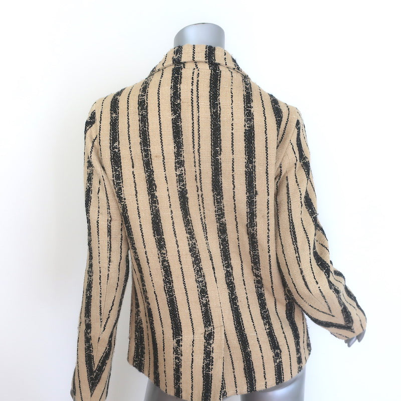 Christian Dior Striped Boucle Tweed Double Breasted Jacket Beige/Black Size US 4