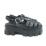 Prada Monolith Platform Fisherman Sandals Black Rubber Size 37