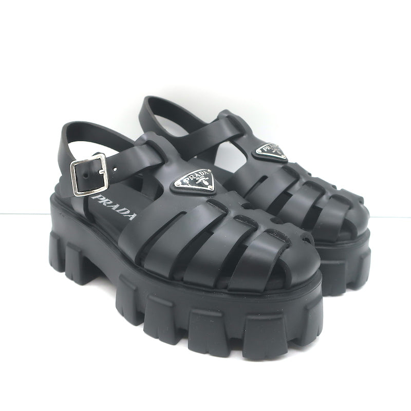 Prada Monolith platform fisherman サンダル Monolith platform fisherman sandals in black - Prada | Mytheresa