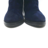 Alaia Studded Buckled Strap Ankle Boots Navy Suede Size 39