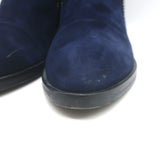 Alaia Studded Buckled Strap Ankle Boots Navy Suede Size 39