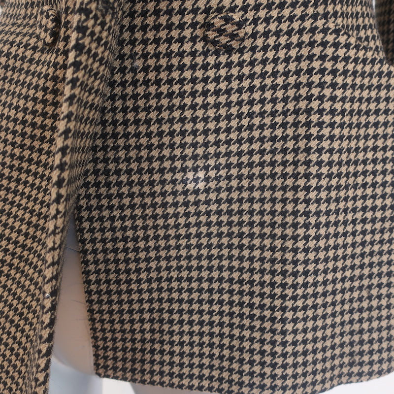 Christian Dior Houndstooth Double Breasted Bar Jacket Brown/Black Wool Size 38