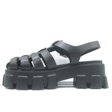 Prada Monolith Platform Fisherman Sandals Black Rubber Size 37