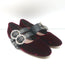 Miu Miu Crystal Buckle Mary Jane Flats Bordeaux Velvet Size 38