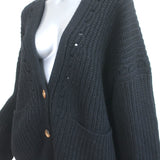 Doen Oversize Cardigan Adelia Black Ribbed Alpaca-Blend Size Medium