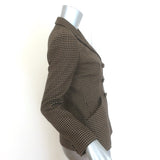 Christian Dior Houndstooth Double Breasted Bar Jacket Brown/Black Wool Size 38