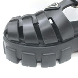 Prada Monolith Platform Fisherman Sandals Black Rubber Size 37