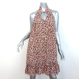 Zimmermann Super Eight Leopard Print Belted Mini Dress Beige Silk Size 2