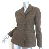 Christian Dior Houndstooth Double Breasted Bar Jacket Brown/Black Wool Size 38