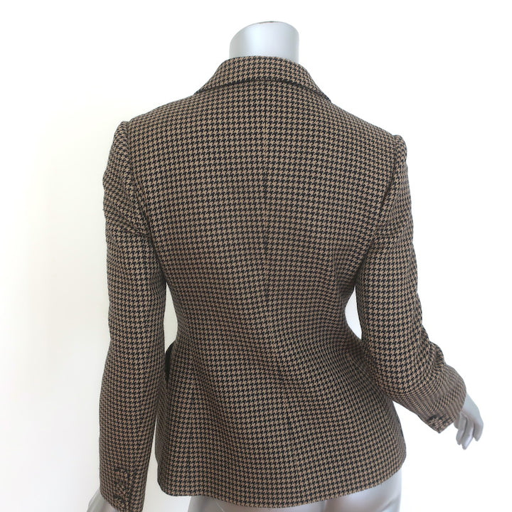 Christian Dior Houndstooth Double Breasted Bar Jacket Brown/Black Wool Size 38