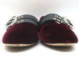 Miu Miu Crystal Buckle Mary Jane Flats Bordeaux Velvet Size 38
