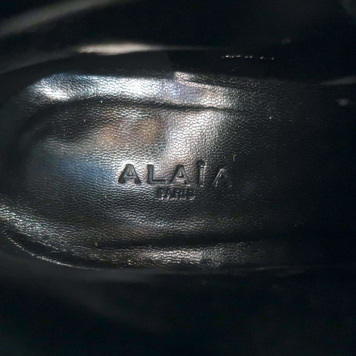 Alaia Studded Buckled Strap Ankle Boots Navy Suede Size 39