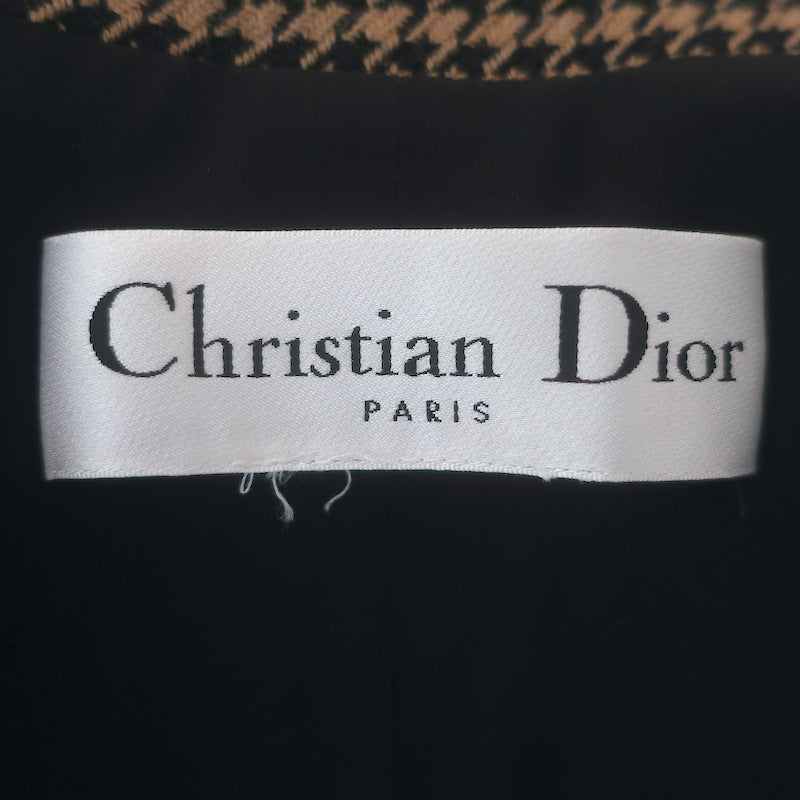 Christian Dior Houndstooth Double Breasted Bar Jacket Brown/Black Wool Size 38