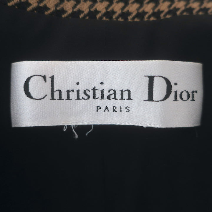 Christian Dior Houndstooth Double Breasted Bar Jacket Brown/Black Wool Size 38