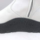 Chanel 22B CC Cap Toe Bicolor Stretch Leather Ankle Boots Cream/Black Size 37.5