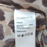 Zimmermann Super Eight Leopard Print Belted Mini Dress Beige Silk Size 2