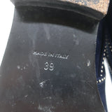 Alaia Studded Buckled Strap Ankle Boots Navy Suede Size 39