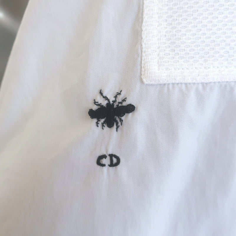 Christian Dior Pique Plastron Sleeveless Button-Down Blouse White Cotton Size 38