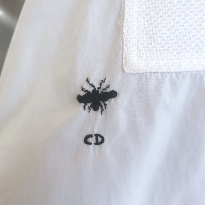 Christian Dior Pique Plastron Sleeveless Button-Down Blouse White Cotton Size 38