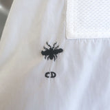 Christian Dior Pique Plastron Sleeveless Button-Down Blouse White Cotton Size 38