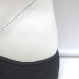 Chanel 22B CC Cap Toe Bicolor Stretch Leather Ankle Boots Cream/Black Size 37.5