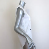 Christian Dior Pique Plastron Sleeveless Button-Down Blouse White Cotton Size 38