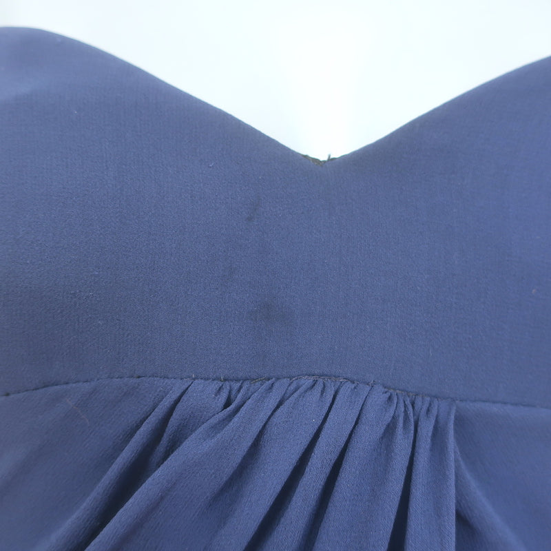 Carolina Herrera Strapless Mini Dress Navy Silk Chiffon Size 2