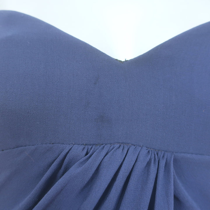 Carolina Herrera Strapless Mini Dress Navy Silk Chiffon Size 2