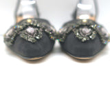 Manolo Blahnik Carolyne 50 Jeweled Slingback Pumps Dark Gray Suede Size 38.5 NEW