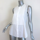 Christian Dior Pique Plastron Sleeveless Button-Down Blouse White Cotton Size 38