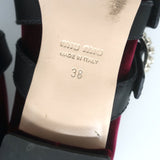 Miu Miu Crystal Buckle Mary Jane Flats Bordeaux Velvet Size 38