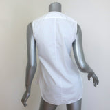 Christian Dior Pique Plastron Sleeveless Button-Down Blouse White Cotton Size 38